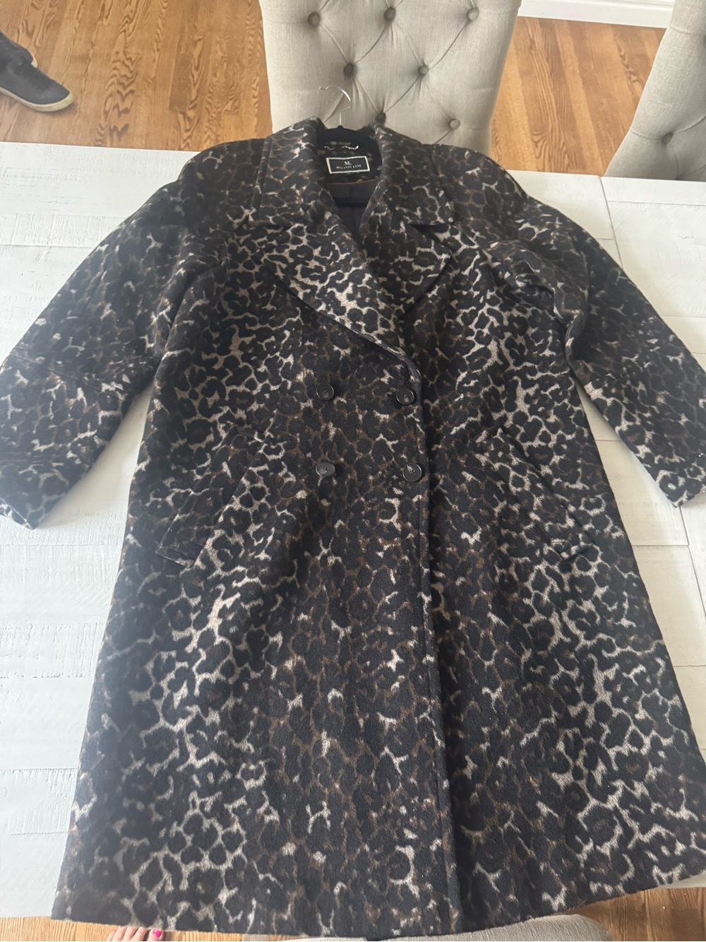 Melanie Lyne Leopard Print Double-Breasted Coat NWT Size 14